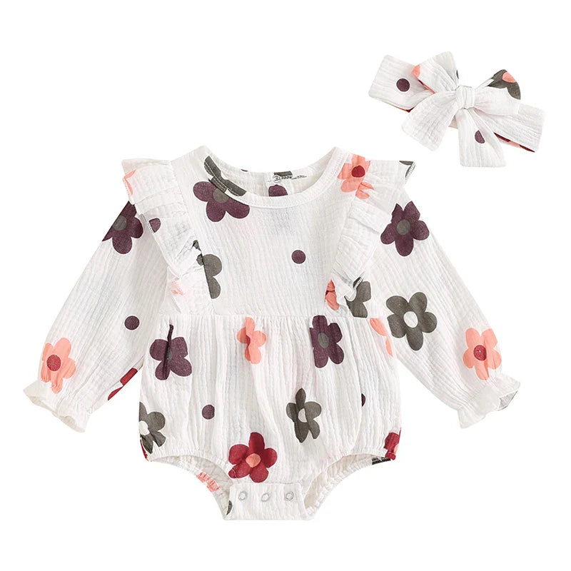 White Cartoon Flower Romper